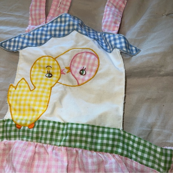 Vintage Little Ones Pink Duck Gingham Bubble Size 18 Months Romper - Picture 6 of 10